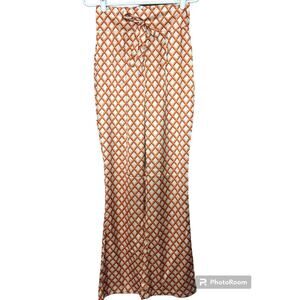 NWT Cider Silky Orange And White/Cream Flare Bootcut Pull On Pants Size XS